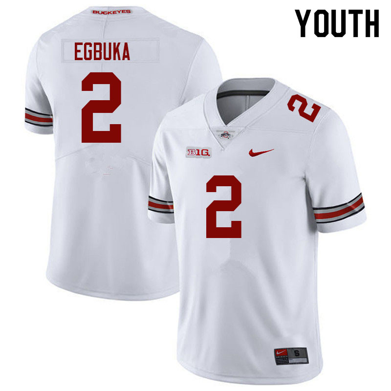Youth #2 Emeka Egbuka Ohio State Buckeyes College Football Jerseys Sale-White